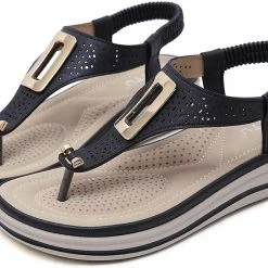 Nuheel® Woman Women T-Strap Wedge Sandals Beach Anti Slip Walking Shoes