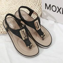 Nuheel® Woman Women T-Strap Wedge Sandals Beach Anti Slip Walking Shoes