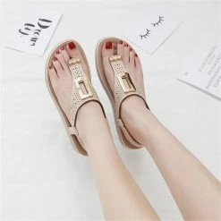 Nuheel® Woman Women T-Strap Wedge Sandals Beach Anti Slip Walking Shoes