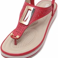 Nuheel® Woman Women T-Strap Wedge Sandals Beach Anti Slip Walking Shoes