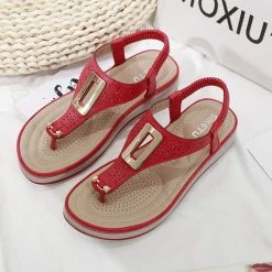 Nuheel® Woman Women T-Strap Wedge Sandals Beach Anti Slip Walking Shoes
