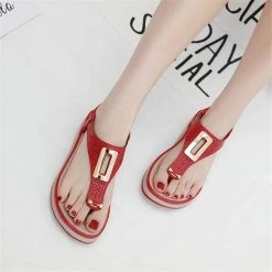 Nuheel® Woman Women T-Strap Wedge Sandals Beach Anti Slip Walking Shoes