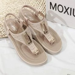 Nuheel® Woman Women T-Strap Wedge Sandals Beach Anti Slip Walking Shoes