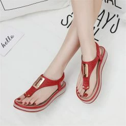 Nuheel® Woman Women T-Strap Wedge Sandals Beach Anti Slip Walking Shoes