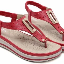 Nuheel® Woman Women T-Strap Wedge Sandals Beach Anti Slip Walking Shoes