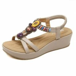 Nuheel® Women's Summer Beach Wedge Sandals Bohemia Flip-Flop Ankle Strap Causal Gladiator Outdoor Shoes