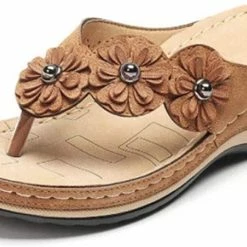 Nuheel® Woman Womens Slide Sandals Flower Clip Toe Beach Clip Toe Comfort Soft Platform Wedge Shoes