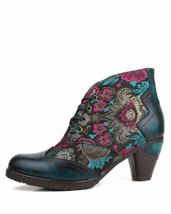 Nuheel® Nuheel Retro Bohemian Ethnic Style Ankle Boots Leather Handmade Short Boots 4 Nuheel® Nuheel Retro Bohemian Ethnic Style Ankle Boots Leather Handmade Short Boots