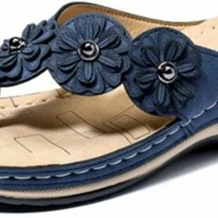 Nuheel® Woman Womens Slide Sandals Flower Clip Toe Beach Clip Toe Comfort Soft Platform Wedge Shoes