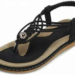 Nuheel® Ladies Sandals Summer Beach Flip Flops Elastic T-Strap Flat Sandals