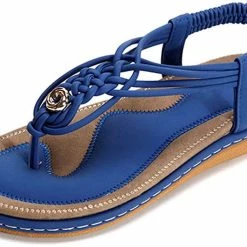 Nuheel® Ladies Sandals Summer Beach Flip Flops Elastic T-Strap Flat Sandals