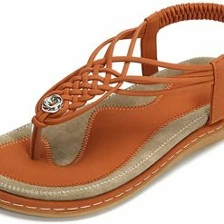 Nuheel® Ladies Sandals Summer Beach Flip Flops Elastic T-Strap Flat Sandals