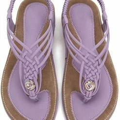 Nuheel® Ladies Sandals Summer Beach Flip Flops Elastic T-Strap Flat Sandals