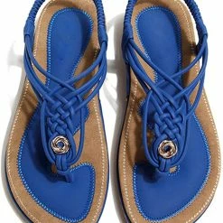 Nuheel® Ladies Sandals Summer Beach Flip Flops Elastic T-Strap Flat Sandals