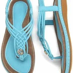 Nuheel® Ladies Sandals Summer Beach Flip Flops Elastic T-Strap Flat Sandals