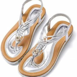 Nuheel® Ladies Sandals Summer Beach Flip Flops Elastic T-Strap Flat Sandals