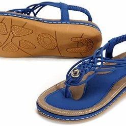 Nuheel® Ladies Sandals Summer Beach Flip Flops Elastic T-Strap Flat Sandals