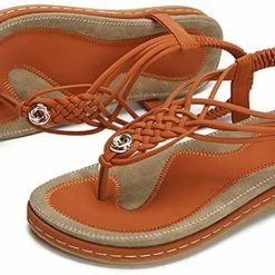 Nuheel® Ladies Sandals Summer Beach Flip Flops Elastic T-Strap Flat Sandals