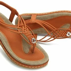 Nuheel® Ladies Sandals Summer Beach Flip Flops Elastic T-Strap Flat Sandals