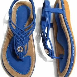 Nuheel® Ladies Sandals Summer Beach Flip Flops Elastic T-Strap Flat Sandals