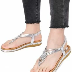 Nuheel® Ladies Sandals Summer Beach Flip Flops Elastic T-Strap Flat Sandals