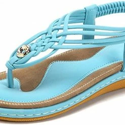 Nuheel® Ladies Sandals Summer Beach Flip Flops Elastic T-Strap Flat Sandals