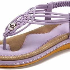 Nuheel® Ladies Sandals Summer Beach Flip Flops Elastic T-Strap Flat Sandals