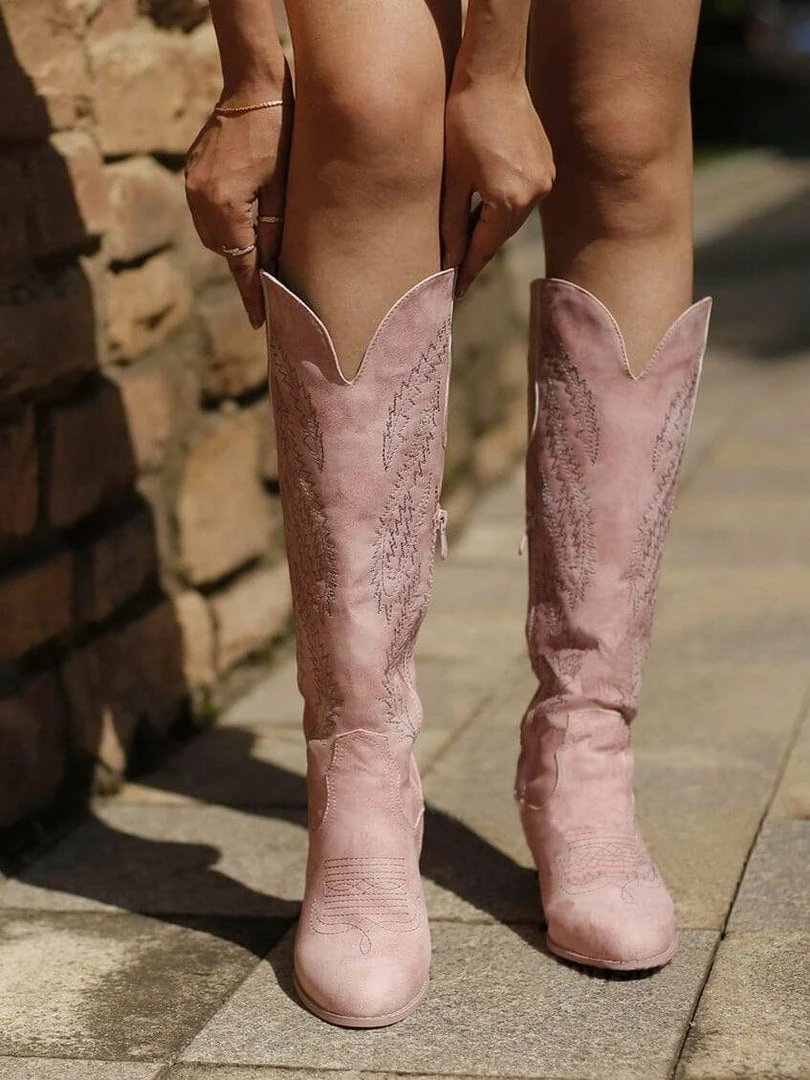 Nuheel® Nuheel Pink Cowgirl Boots Women Embroidery Platforms Boots Fashion Western Boots High Boots Woman 3 Nuheel® Nuheel Pink Cowgirl Boots Women Embroidery Platforms Boots Fashion Western Boots High Boots Woman