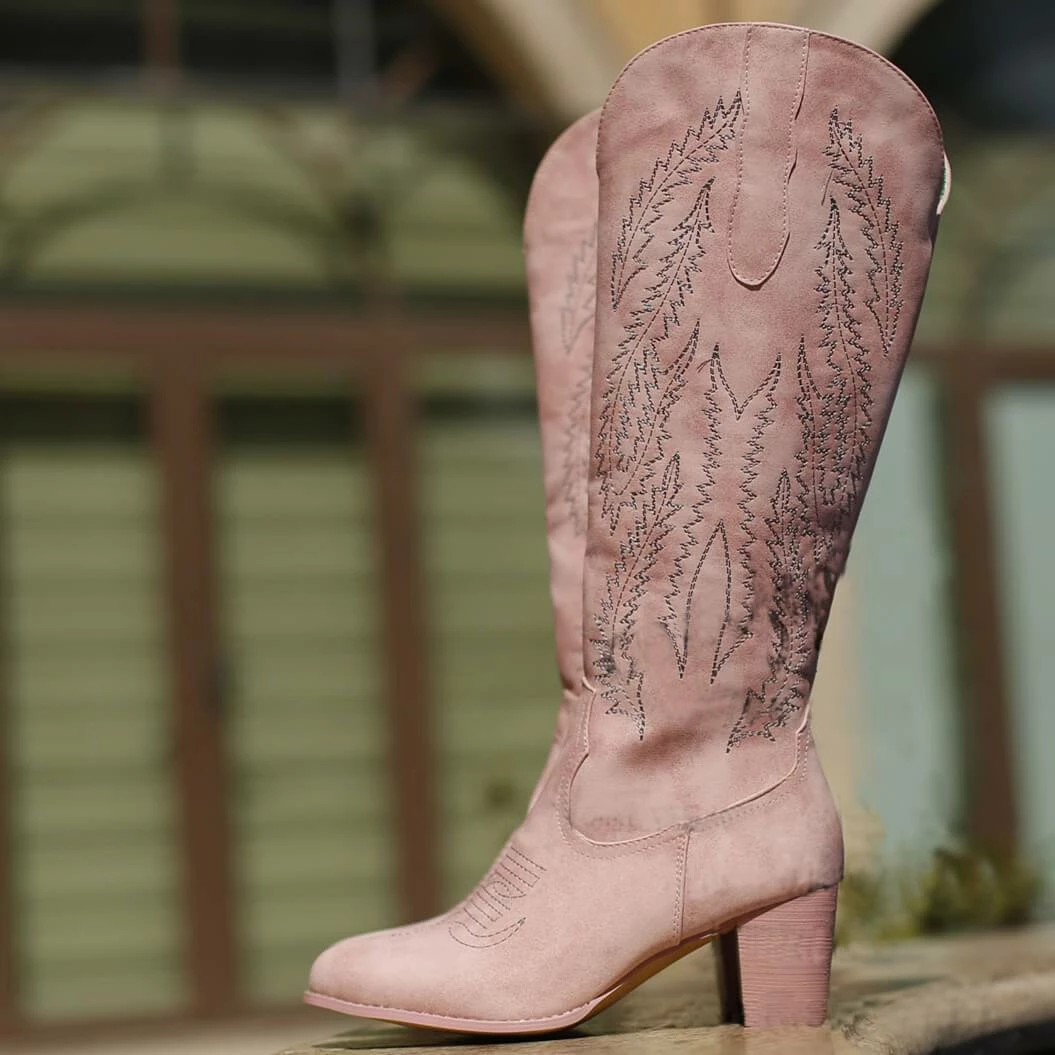 Nuheel® Nuheel Pink Cowgirl Boots Women Embroidery Platforms Boots Fashion Western Boots High Boots Woman 6 Nuheel® Nuheel Pink Cowgirl Boots Women Embroidery Platforms Boots Fashion Western Boots High Boots Woman