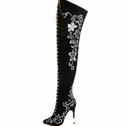 Nuheel® Woman Nuheel Embroidery Thigh High Boots Front Zipper Knee High Boots Over The Knee Boots 17 Nuheel® Woman Nuheel Embroidery Thigh High Boots Front Zipper Knee High Boots Over The Knee Boots