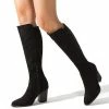 Nuheel® Woman Nuheel Suede Knee High Boots Thick Heel Black Boots For Women Heeled Boots 9.5