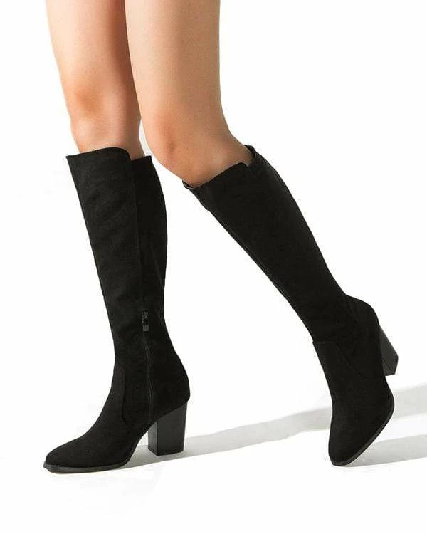 Nuheel® Woman Nuheel Suede Knee High Boots Thick Heel Black Boots For Women Heeled Boots 9.5 3 Nuheel® Woman Nuheel Suede Knee High Boots Thick Heel Black Boots For Women Heeled Boots 9.5