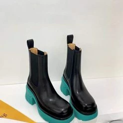 Nuheel® Nuheel Leather Platform Chelsea Boots For Women Colorblock Black Boots 12