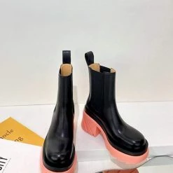 Nuheel® Nuheel Leather Platform Chelsea Boots For Women Colorblock Black Boots 12