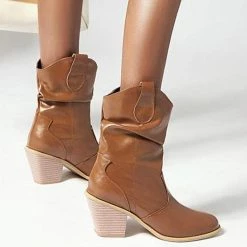 Nuheel® Nuheel Women's Modern Western Cowboy Distressed Boot With Pull-Up Tabs Cowgirl Boots Ankle & Bootie