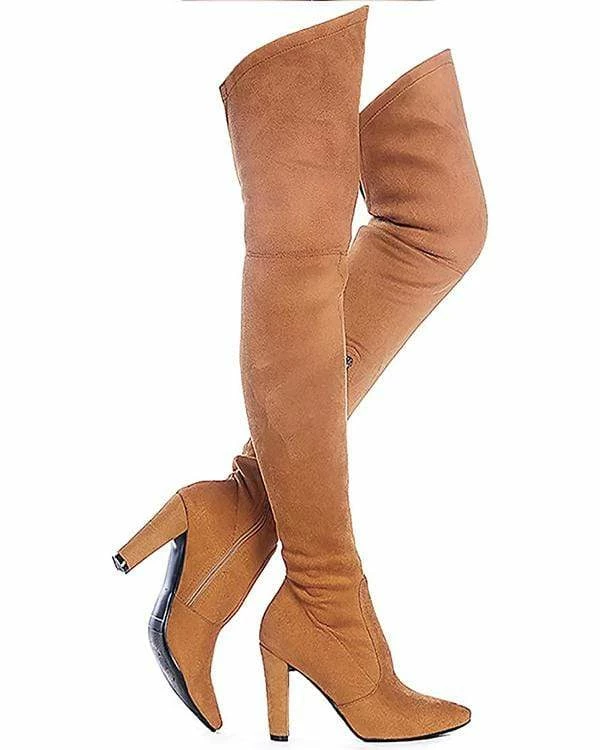 Nuheel® Nuheel Thigh High Boots Women Over The Knee Boots Stretch Suede High Heel 17 Nuheel® Nuheel Thigh High Boots Women Over The Knee Boots Stretch Suede High Heel