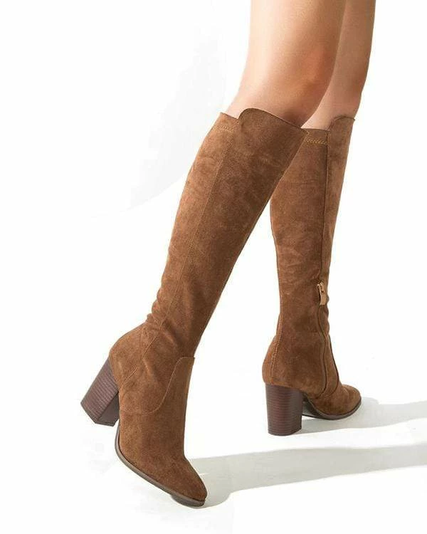 Nuheel® Woman Nuheel Suede Knee High Boots Thick Heel Black Boots For Women Heeled Boots 9.5 8 Nuheel® Woman Nuheel Suede Knee High Boots Thick Heel Black Boots For Women Heeled Boots 9.5