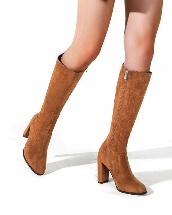Nuheel® Nuheel Suede Knee High Boots Thick Heel Side Zipper Black Boots For Women Heeled Boots Woman 11 Nuheel® Nuheel Suede Knee High Boots Thick Heel Side Zipper Black Boots For Women Heeled Boots Woman