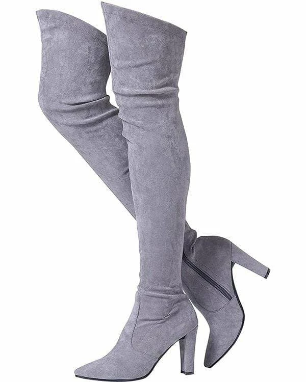 Nuheel® Nuheel Thigh High Boots Women Over The Knee Boots Stretch Suede High Heel 20 Nuheel® Nuheel Thigh High Boots Women Over The Knee Boots Stretch Suede High Heel