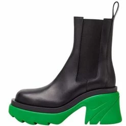 Nuheel® Nuheel Leather Platform Chelsea Boots For Women Colorblock Black Boots 12