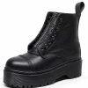 Nuheel® Nuheel Cowhide Platform Boots For Women Front Zipper Combat Boots Black Boots 10 Ankle & Bootie