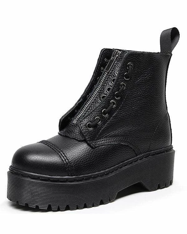Nuheel® Nuheel Cowhide Platform Boots For Women Front Zipper Combat Boots Black Boots 10 Ankle & Bootie 3 Nuheel® Nuheel Cowhide Platform Boots For Women Front Zipper Combat Boots Black Boots 10 Ankle & Bootie