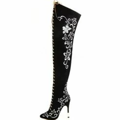 Nuheel® Woman Nuheel Embroidery Thigh High Boots Front Zipper Knee High Boots Over The Knee Boots 19 Nuheel® Woman Nuheel Embroidery Thigh High Boots Front Zipper Knee High Boots Over The Knee Boots