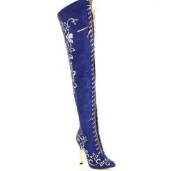 Nuheel® Woman Nuheel Embroidery Thigh High Boots Front Zipper Knee High Boots Over The Knee Boots 13 Nuheel® Woman Nuheel Embroidery Thigh High Boots Front Zipper Knee High Boots Over The Knee Boots