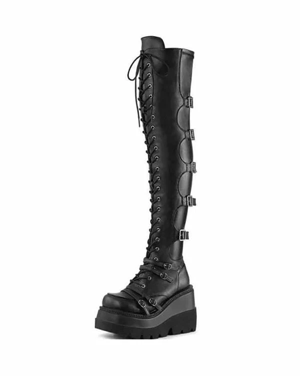 Nuheel® Nuheel Gothic High Heels Long Boots Dark Punk Goth Harajuku Platforms Above The Knee Boots 4 Nuheel® Nuheel Gothic High Heels Long Boots Dark Punk Goth Harajuku Platforms Above The Knee Boots