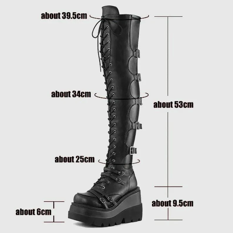 Nuheel® Nuheel Gothic High Heels Long Boots Dark Punk Goth Harajuku Platforms Above The Knee Boots 7 Nuheel® Nuheel Gothic High Heels Long Boots Dark Punk Goth Harajuku Platforms Above The Knee Boots
