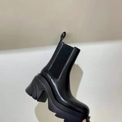 Nuheel® Nuheel Leather Platform Chelsea Boots For Women Colorblock Black Boots 12