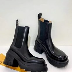 Nuheel® Nuheel Leather Platform Chelsea Boots For Women Colorblock Black Boots 12