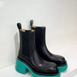 Nuheel® Nuheel Leather Platform Chelsea Boots For Women Colorblock Black Boots 12