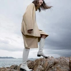 Nuheel® Nuheel Leather Square Head Knee High Boots For Women Black Boots 11